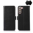 For Samsung Galaxy S22 5G Crazy Horse Top Layer Cowhide Leather Phone Case(Black) - 1