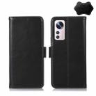 For Xiaomi 12 Pro Crazy Horse Top Layer Cowhide Leather Phone Case(Black) - 1