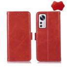 For Xiaomi 12 Pro Crazy Horse Top Layer Cowhide Leather Phone Case(Red) - 1