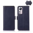 For Xiaomi 12 Pro Crazy Horse Top Layer Cowhide Leather Phone Case(Blue) - 1