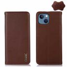 For iPhone 13 KHAZNEH Nappa Top Layer Cowhide Leather Phone Case(Brown) - 1