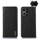 For OPPO Reno7 4G Global/F21 Pro 4G KHAZNEH Nappa Top Layer Cowhide Leather Phone Case(Black) - 1