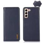 For Samsung Galaxy S22+ 5G KHAZNEH Nappa Top Layer Cowhide Leather Phone Case(Blue) - 1