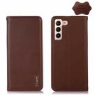 For Samsung Galaxy S22+ 5G KHAZNEH Nappa Top Layer Cowhide Leather Phone Case(Brown) - 1