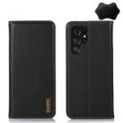 For Samsung Galaxy S22 Ultra 5G KHAZNEH Nappa Top Layer Cowhide Leather Phone Case(Black) - 1