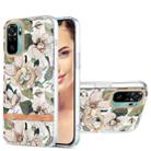 For Xiaomi Redmi Note 10S / Note 10 4G Ring IMD Flowers TPU Phone Case(Green Gardenia) - 1