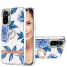 For Xiaomi Redmi Note 10S / Note 10 4G Ring IMD Flowers TPU Phone Case(Blue Peony) - 1