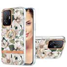 For Xiaomi Mi 11T Ring IMD Flowers TPU Phone Case(Green Gardenia) - 1