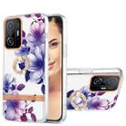 For Xiaomi Mi 11T Ring IMD Flowers TPU Phone Case(Purple Begonia) - 1