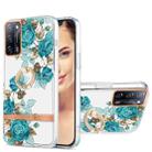 For OPPO A55 5G / A54 4G / A53S 5G / A16 / A54S 4G Ring IMD Flowers TPU Phone Case(Blue Rose) - 1