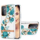 For OPPO A74 5G / A93 5G / A54 5G / A93S 5G Ring IMD Flowers TPU Phone Case(Blue Rose) - 1