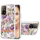 For OPPO A94 5G Ring IMD Flowers TPU Phone Case(Purple Peony) - 1