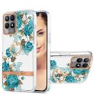 For OPPO Realme 8i Ring IMD Flowers TPU Phone Case(Blue Rose) - 1