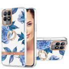 For OPPO Realme 8i Ring IMD Flowers TPU Phone Case(Blue Peony) - 1