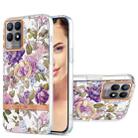 For OPPO Realme 8i Ring IMD Flowers TPU Phone Case(Purple Peony) - 1