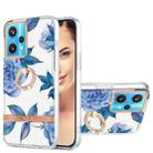 For OPPO Realme 9 Pro+ 5G Ring IMD Flowers TPU Phone Case(Blue Peony) - 1