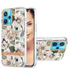 For OPPO Realme 9 Pro 5G Ring IMD Flowers TPU Phone Case(Green Gardenia) - 1