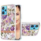 For OPPO Realme 9 Pro 5G Ring IMD Flowers TPU Phone Case(Purple Peony) - 1