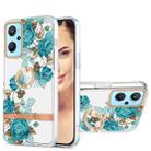 For OPPO A36 / A96 4G / Realme 9i Ring IMD Flowers TPU Phone Case(Blue Rose) - 1