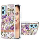 For OPPO A36 / A96 4G / Realme 9i Ring IMD Flowers TPU Phone Case(Purple Peony) - 1