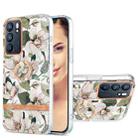 For OPPO Reno6 5G Ring IMD Flowers TPU Phone Case(Green Gardenia) - 1