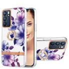 For OPPO Reno6 5G Ring IMD Flowers TPU Phone Case(Purple Begonia) - 1