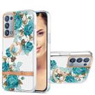For OPPO Reno6 Pro+ 5G / Reno6 Pro Global Ring IMD Flowers TPU Phone Case(Blue Rose) - 1