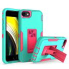 For iPhone SE 2022 / SE 2020 / 8 / 7 Magnetic Holder Phone Case(Green + Rose Red) - 1