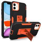 For iPhone 11 Magnetic Holder Phone Case (Black + Orange) - 1