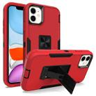 For iPhone 11 Magnetic Holder Phone Case (Red + Black) - 1