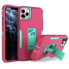 For iPhone 11 Pro Max Magnetic Holder Phone Case (Rose Red + Blue-green) - 1