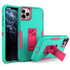 For iPhone 11 Pro Max Magnetic Holder Phone Case (Green + Rose Red) - 1