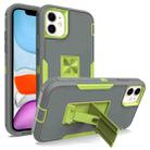 For iPhone 12 Magnetic Holder Phone Case(Dark Grey + Green) - 1