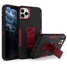 For iPhone 12 Pro Magnetic Holder Phone Case(Black + Wine Red) - 1