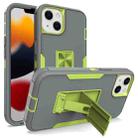 For iPhone 13 Magnetic Holder Phone Case(Dark Grey + Green) - 1