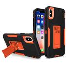 For iPhone X / XS Magnetic Holder Phone Case(Black + Orange) - 1