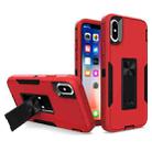 For iPhone X / XS Magnetic Holder Phone Case(Red + Black) - 1