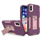 For iPhone X / XS Magnetic Holder Phone Case(Purple Red + Rose Gold) - 1