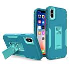 For iPhone X / XS Magnetic Holder Phone Case(Lake Blue + Blue-green) - 1