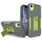 For iPhone XR Magnetic Holder Phone Case(Dark Grey + Green) - 1