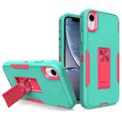 For iPhone XR Magnetic Holder Phone Case(Green + Rose Red) - 1