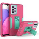 For Samsung Galaxy A33 5G Magnetic Holder Phone Case(Rose Red + Blue-green) - 1