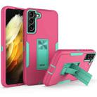 For Samsung Galaxy S22 5G Magnetic Holder Phone Case(Rose Red + Blue-green) - 1