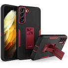 For Samsung Galaxy S22+ 5G Magnetic Holder Phone Case(Black + Wine Red) - 1