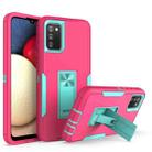 For Samsung Galaxy A02s Magnetic Holder Phone Case(Rose Red + Blue-green) - 1