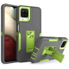 For Samsung Galaxy A12 Magnetic Holder Phone Case(Dark Grey + Green) - 1