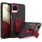 For Samsung Galaxy A12 Magnetic Holder Phone Case(Black + Wine Red) - 1