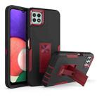 For Samsung Galaxy A22 5G Magnetic Holder Phone Case(Black + Wine Red) - 1