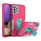 For Samsung Galaxy A32 5G Magnetic Holder Phone Case(Rose Red + Blue-green) - 1