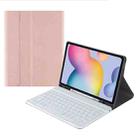 A7 Square Cap Bluetooth Keyboard Leather Case with Pen Slot for Samsung Galaxy Tab S6 Lite(Rose Gold) - 1